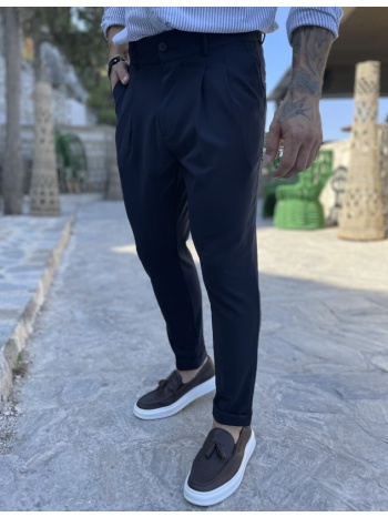 ανδρικό μπλε υφασμάτινο παντελόνι με πιέτες και φάσα στην