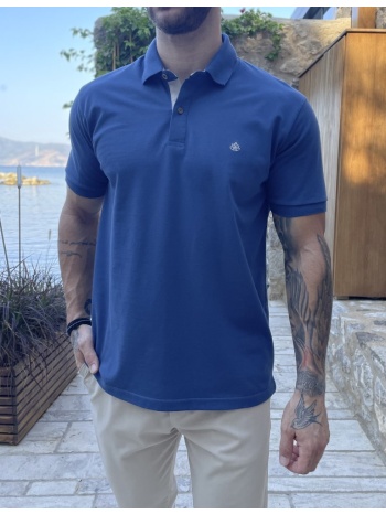 everbest ανδρική μπλε indigo πικέ polo μπλούζα plus size