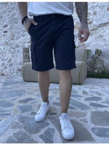 ανδρική μπλε cargo βερμούδα με scratch στις τσέπες 242105b