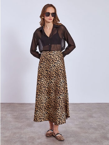 φούστα λεοπάρ σατέν wt7584.2390+1