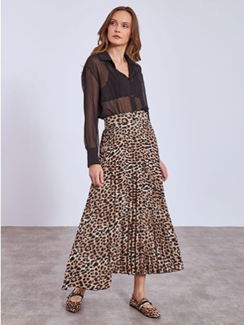 φούστα πλισέ με animal print wt7743.2406+1