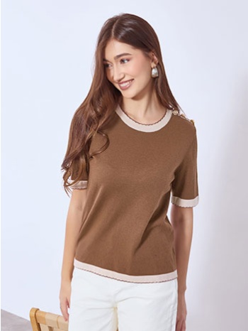 πουλόβερ κοντομάνικο με ανάγλυφα κουμπιά wt7906.4116+4