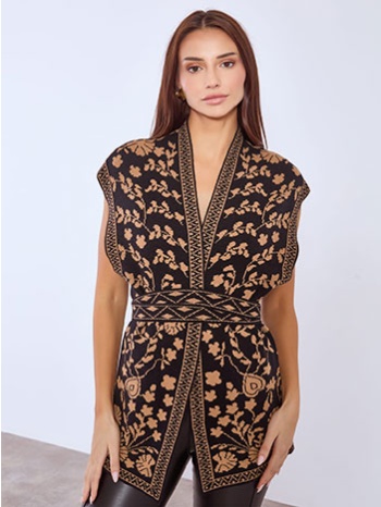 γιλέκο πλεκτό με ζώνη wt7583.5691+2