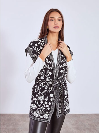 γιλέκο πλεκτό με ζώνη wt7583.5691+1