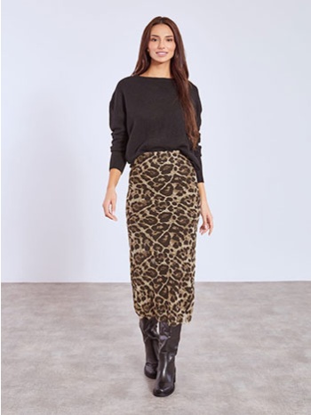 φούστα λεοπάρ με τούλι wt9420.2303+2