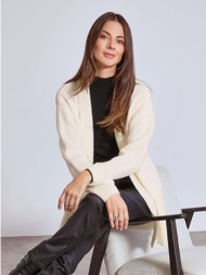 ζακέτα μακριά πλεκτή ριπ ...