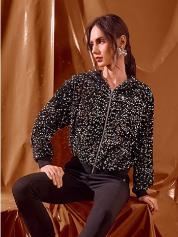 ζακέτα bomber βελούδινη με παγιέτες wt7585.5789+2 σε προσφορά