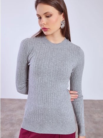 πουλόβερ με ανάγλυφο ύφασμα wt1430.4104+2