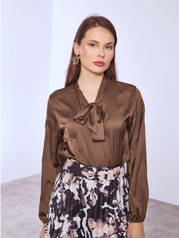 μπλούζα σατέν με δέσιμο sq8011.4863+2 σε προσφορά