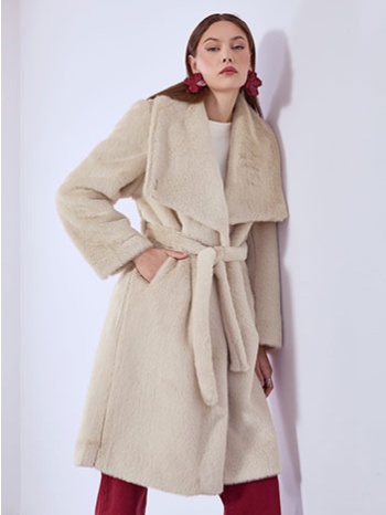 μακριά γούνα με αποσπώμενη ζώνη wt673.7929+2 σε προσφορά