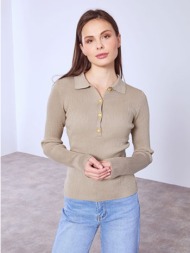 πουλόβερ ριπ με γιακά και κουμπιά wt874.4333+7