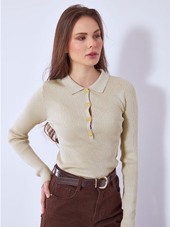 πουλόβερ ριπ με γιακά και κουμπιά wt874.4333+6 σε προσφορά