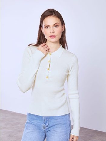 πουλόβερ ριπ με γιακά και κουμπιά wt874.4333+5 σε προσφορά