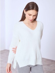 πουλόβερ ασύμμετρο με v λαιμόκοψη sq1556.4599+3