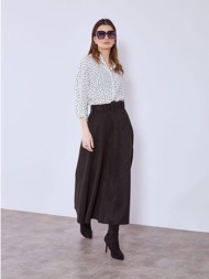 φούστα μίντι με όψη σουέντ sq9420.2535+1