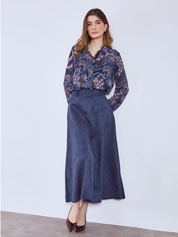 φούστα μίντι με όψη σουέντ sq9420.2535+4 σε προσφορά