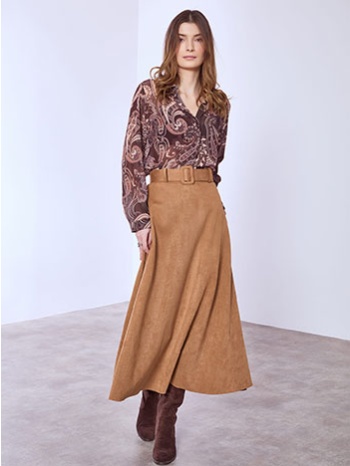 φούστα μίντι με όψη σουέντ sq9420.2535+5 σε προσφορά