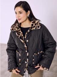 μπουφάν με λεοπάρ γούνα διπλής όψης sq1795.6028+1