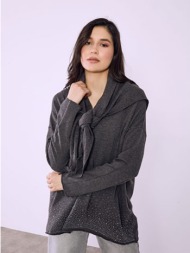 πουλόβερ με πλεκτό μαντήλι sq7568.4117+2