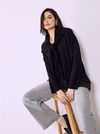 πουλόβερ με πλεκτό μαντήλι sq7568.4117+1 σε προσφορά