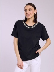 t-shirt με πέρλες στη λαιμόκοψη sq7642.4229+2