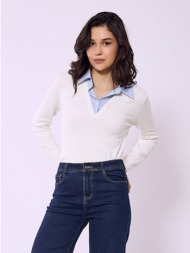 πουλόβερ με γιακά πουκάμισου sq7572.4063+3