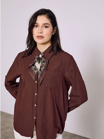 πουκάμισο ασύμμετρο με μαντήλι sq7578.3609+3 σε προσφορά