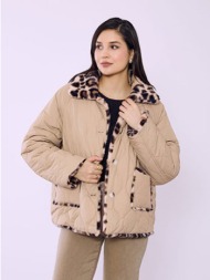 μπουφάν με λεοπάρ γούνα διπλής όψης sq1795.6028+2