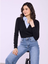 πουλόβερ με γιακά πουκάμισου sq7572.4063+1