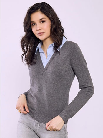 πουλόβερ με γιακά πουκάμισου sq7572.4063+2 σε προσφορά