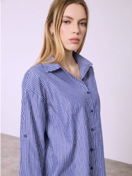 πουκάμισο ριγέ ασύμμετρο με strass sq7591.3025+1