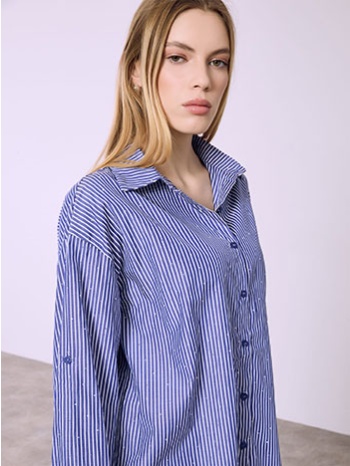 πουκάμισο ριγέ ασύμμετρο με strass sq7591.3025+1