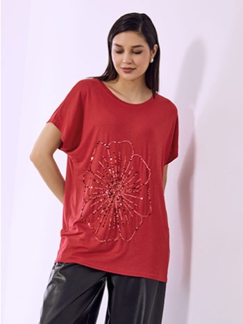 μπλούζα με λουλούδι απο παγιέτες sq7590.4199+2 σε προσφορά