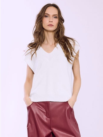 πουλόβερ αμάνικο πλεκτό ασύμμετρο sq7587.4927+6 σε προσφορά