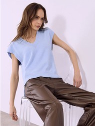 πουλόβερ αμάνικο πλεκτό ασύμμετρο sq7587.4927+5