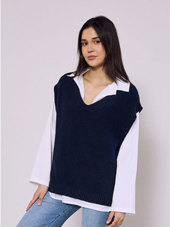 σετ πουκάμισο και πουλόβερ αμάνικο sq7945.4287+4 σε προσφορά