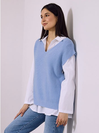 σετ πουκάμισο και πουλόβερ αμάνικο sq7945.4287+2 σε προσφορά