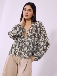 μπλούζα εμπριμέ με βολάν ...