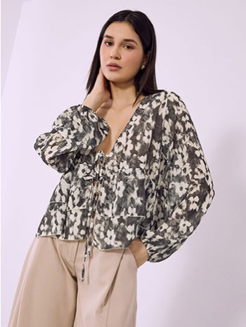 μπλούζα εμπριμέ με βολάν sq8011.4505+1