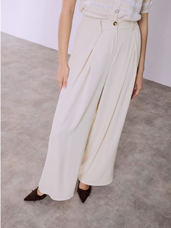 παντελόνα μονόχρωμη με πιέτες sq8011.1555+3