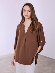 μπλούζα μονόχρωμη με πιέτα sq7639.4126+2