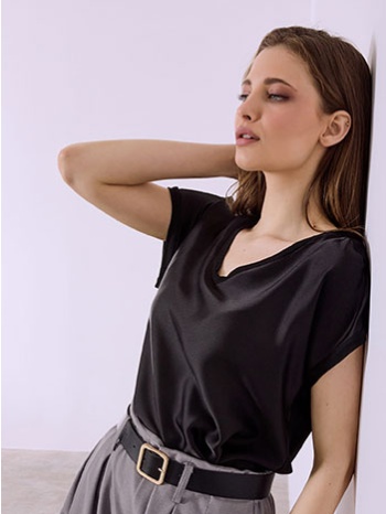 μπλούζα με συνδιασμό υφασμάτων sq7616.4615+3