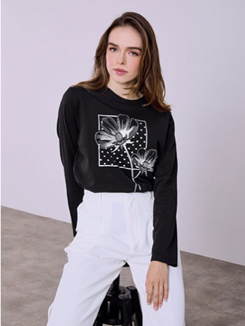 μπλούζα με τύπωμα και strass sq7642.4629+2 σε προσφορά