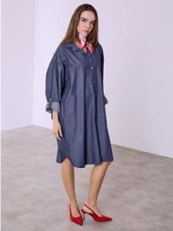 σεμιζιέ φόρεμα με denim ...