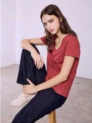 t-shirt βαμβακερό με v ...