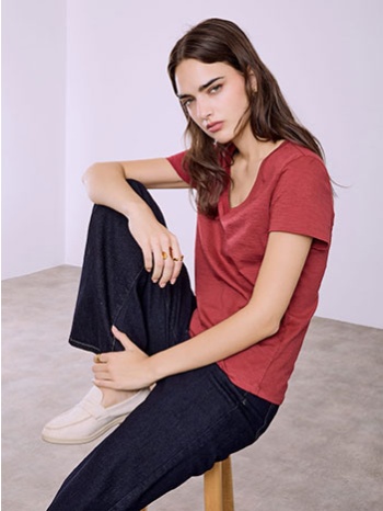 t-shirt βαμβακερό με v λαιμόκοψη sq9489.4795+4