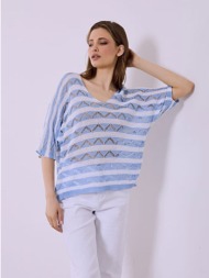 μπλούζα ριγέ με τρία τέταρτα μανίκι sq7587.4129+1