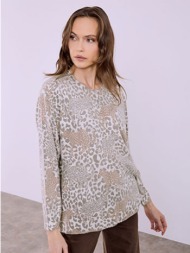 ζακέτα με strass και animal print sq7568.5032+1