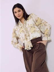 μπλούζα φλοράλ με πλισέ ...