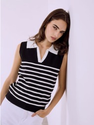 μπλούζα πλεκτή αμάνικη ριγέ sq1738.4120+5